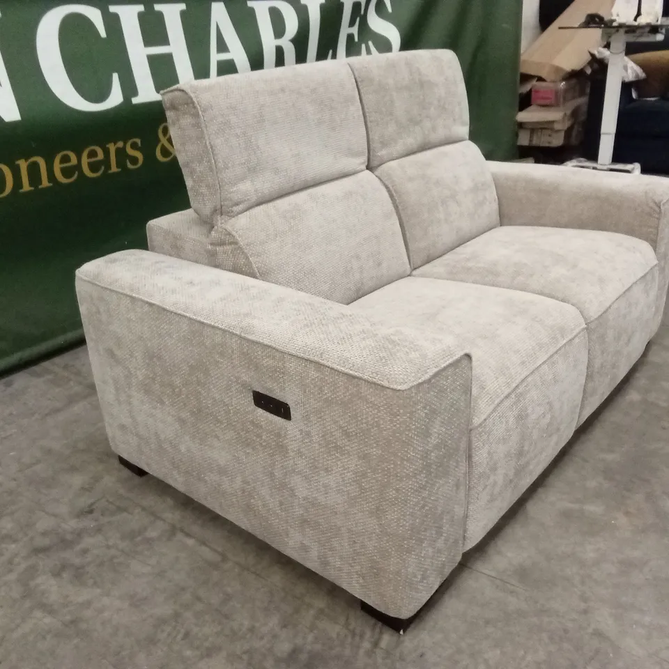 VENOSA 2 SEATER POWER RECLINER FABRIC SOFA - NATURAL RRP £1299