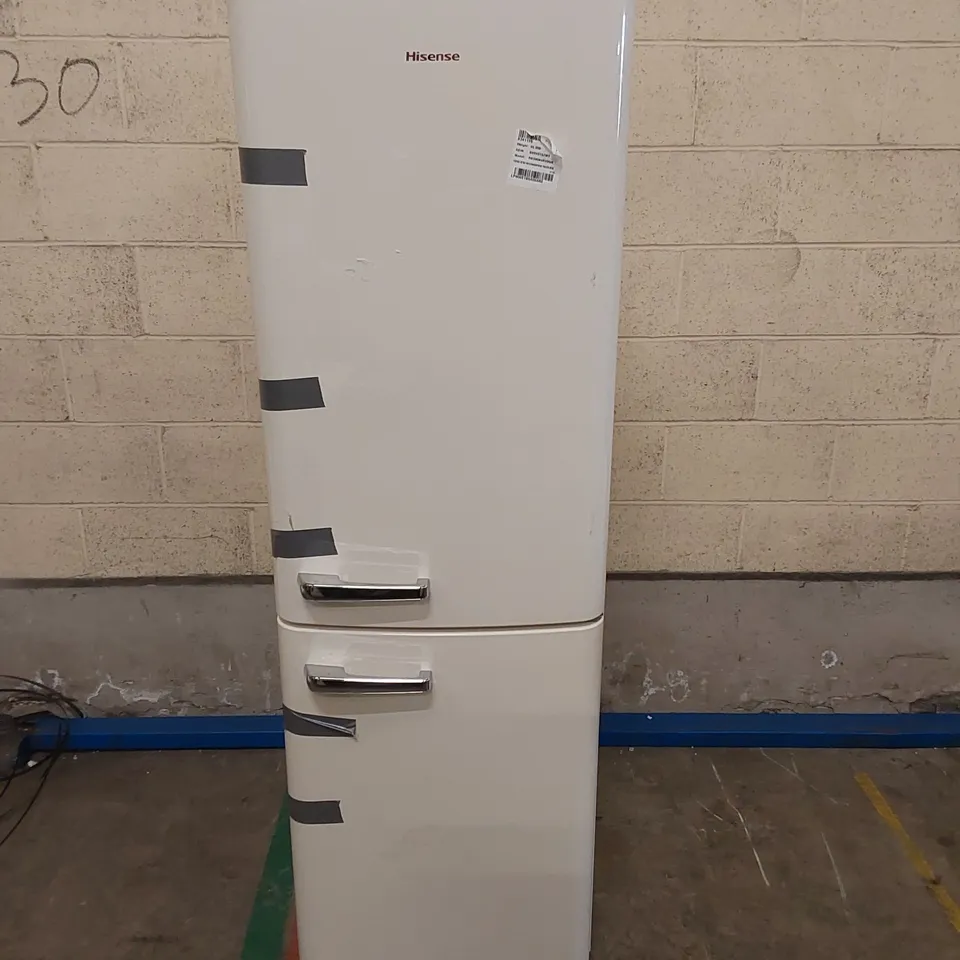 HISENSE RETRO FREESTANDING FRIDGE FREEZER, MODEL: RB390N4RYDUK