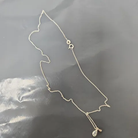 FOR YOU COLLECTION SILVER-TONE NECKLACE WITH TEARDROP PENDANT