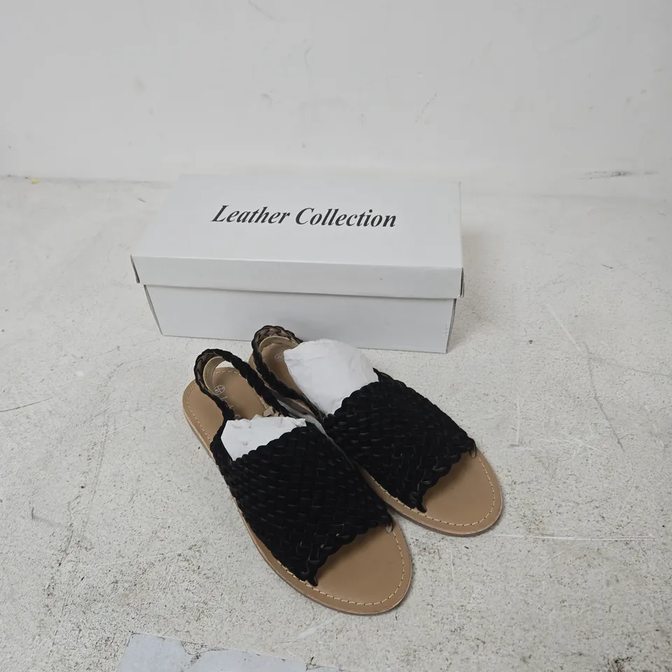 LEATHER COLLECTION SANDALS – BLACK WOVEN LEATHER, UK 7