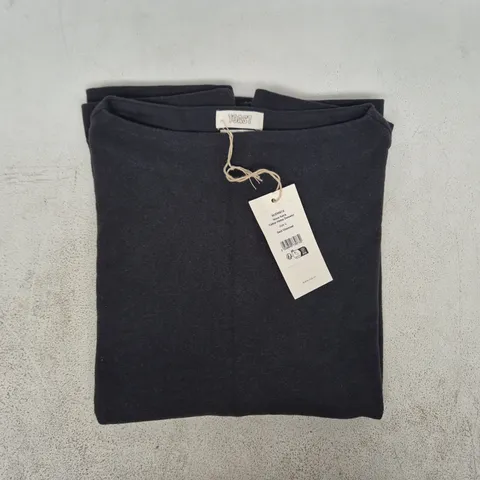 TOAST MOCK NECK COTTON HEMP SWEATER IN DARK CHARCOAL SIZE LARGE