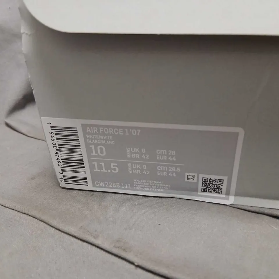NIKE AIR FORCE 1 ’07 WHITE/WHITE – UK 8