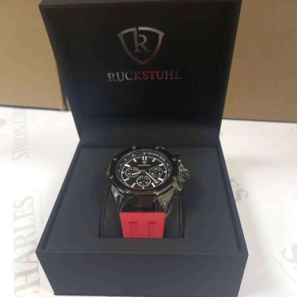RUCKSTUHL CHRONOGRAPH STYLE RUBBER STRAP WATCH RRP £560