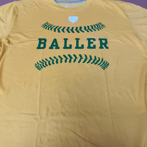 NIKE YELLOW T-SHIRT WITH BALLER GRAPHIC - SIZE XL