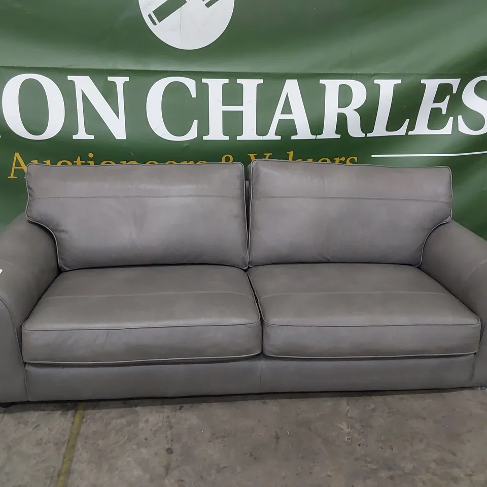 QUALITY BRITISH MADE LOUNGE Co FOUR SEATER SOFA GREY LEATHER 