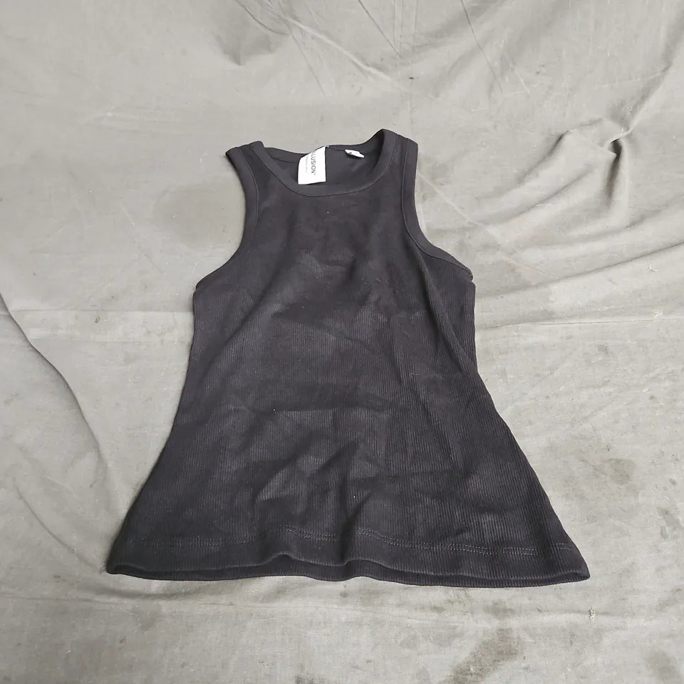 COLLUSION RIBBED TANK IN BLACK SIZE 12