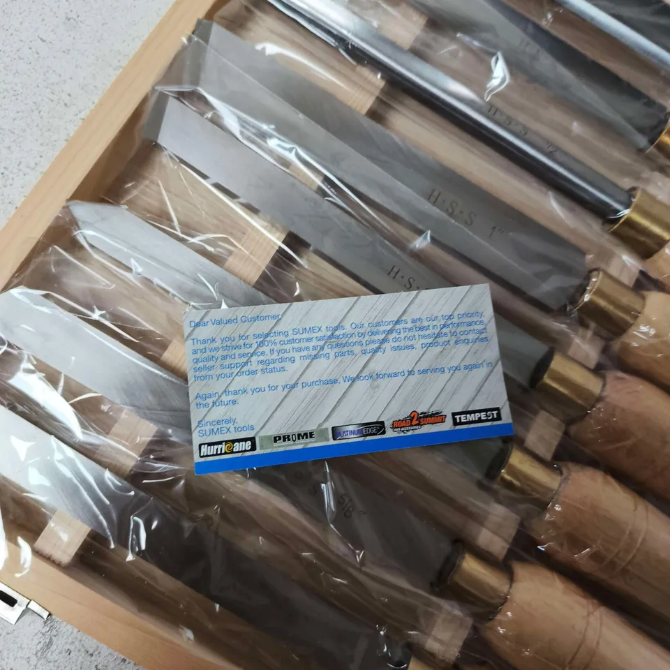 HURRICANE 8-PIECE HSS LATHE CHISEL SET IN WOODEN CASE
