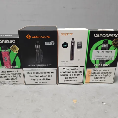 BOX OF APPROXIMATELY 15 ASSORTED E-CIGARETTES PRODUCTS TO INCLUDE - GEEK VAPE , VAPORESSO , ASPIRE 