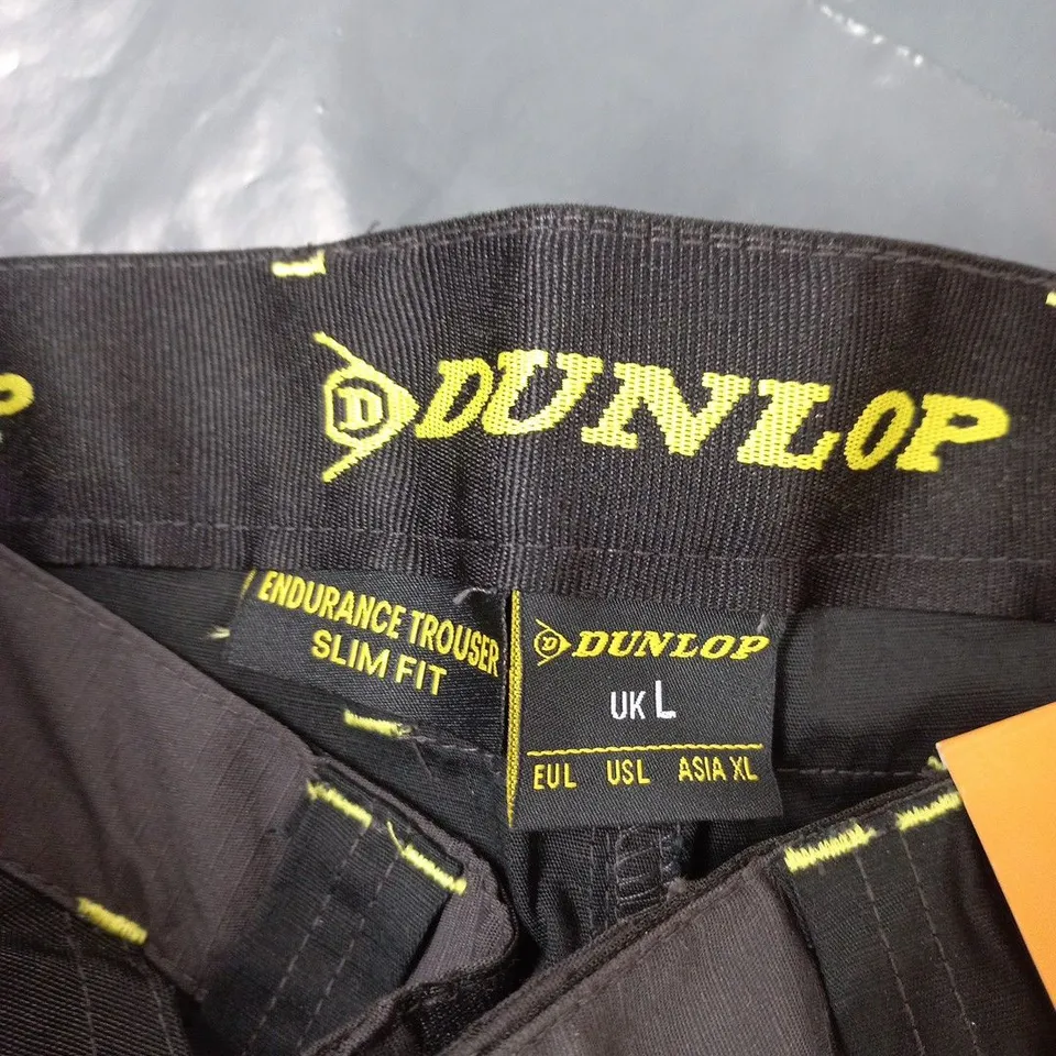 DUNLOP ENDURANCE TROUSERS SLIM FIT CARGO PANTS – UK L