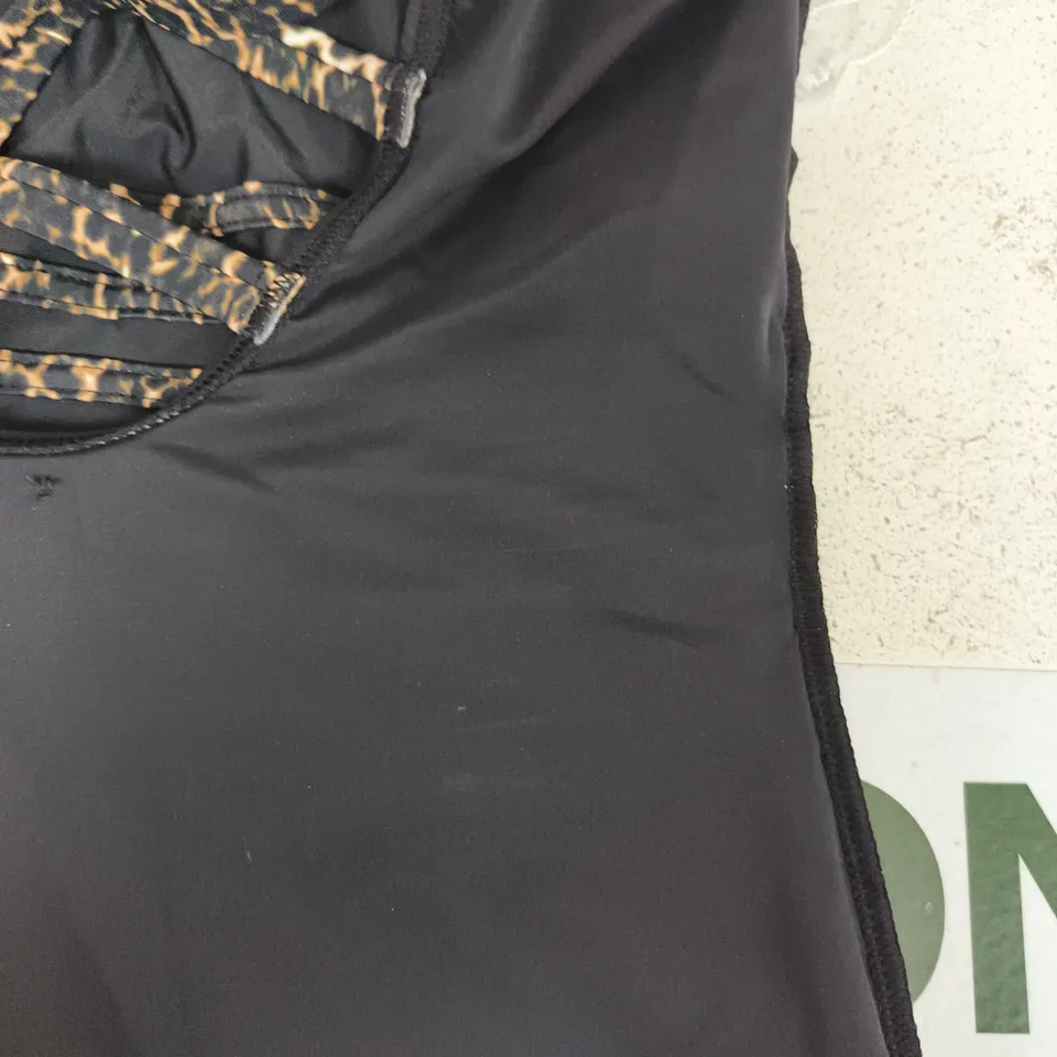 LASCANA BLACK SWIMSUIT WITH LEOPARD CROSS-BACK STRAPS, UK 14 B (EU 40)