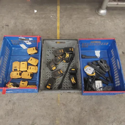 LOT CONTAINING APPROXIMATELY 18 DEWALT LI-ION BATTERIES AND OTHER ASSORTED ITEMS