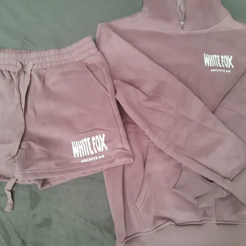WHITE FOX HOODIE AND SHORTS DUO IN BERRY SIZE SMALL