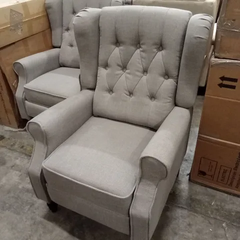 DESIGNER PUSH-BACK RECLINER ARMCHAIR - GREY FABRIC