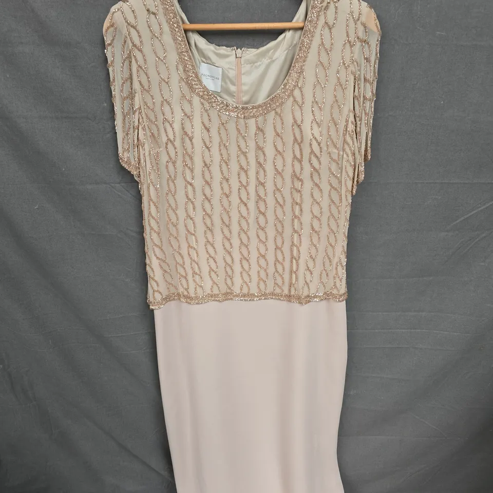 PRONOVIAS BEIGE SEQUIN DRESS - SIZE 20