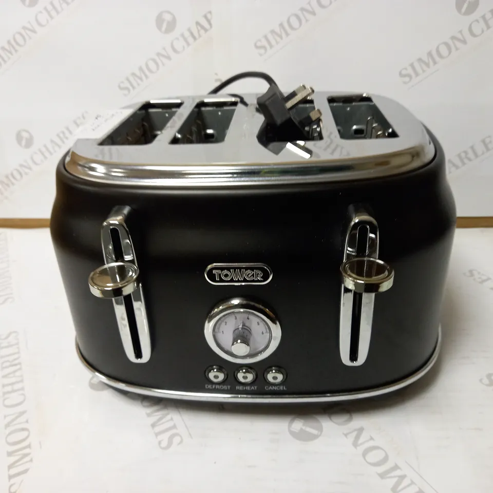 TOWER T20065BLK RENAISSANCE 4 SLICE TOASTER, 1630W, BLACK