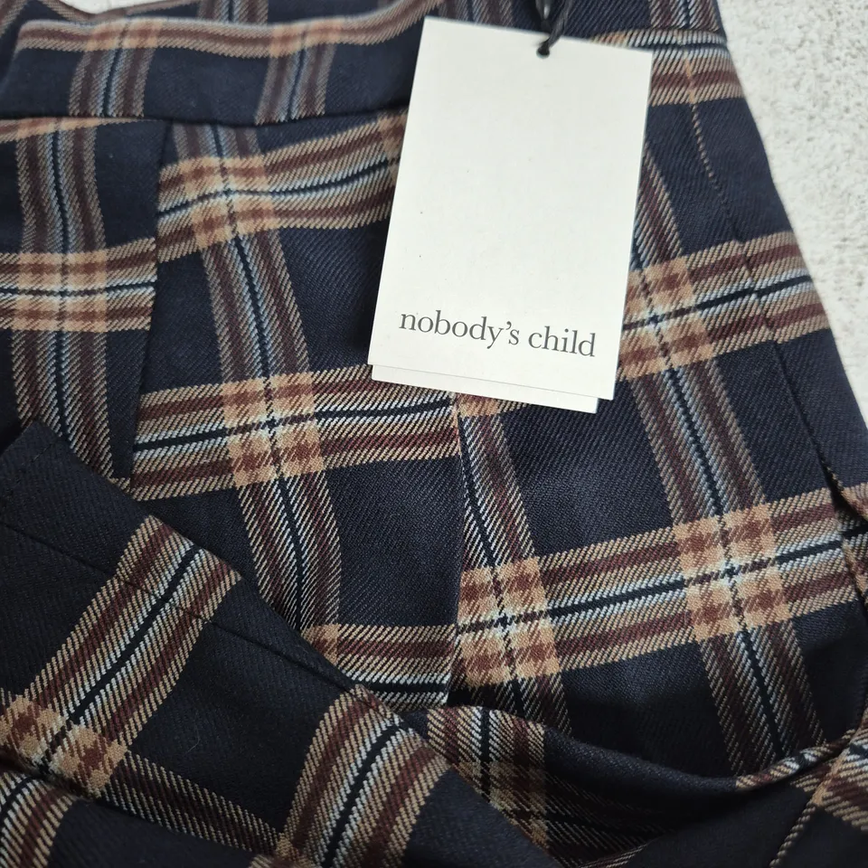 NOBODY'S CHILD NAVY PLAID PLEATED MINI SKIRT – UK 10