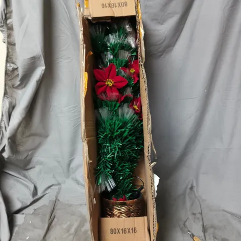 ARTIFICIAL CHRISTMAS GARLAND WITH RED POINSETTIAS AND GREEN FOLIAGE IN POT – BOXED