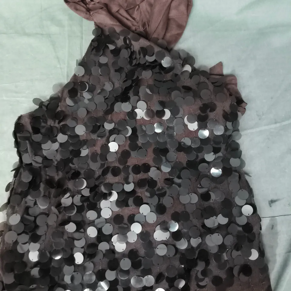NA-KD HALTERNECK SEQUIN TOP IN BROWN SIZE SMALL