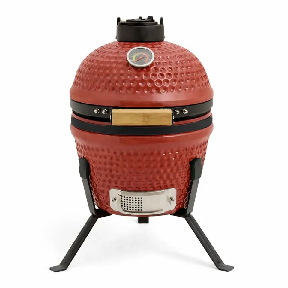 NEO RED CINNABAR RED KAMADO 13" CERAMIC MINI BBQ GRILL