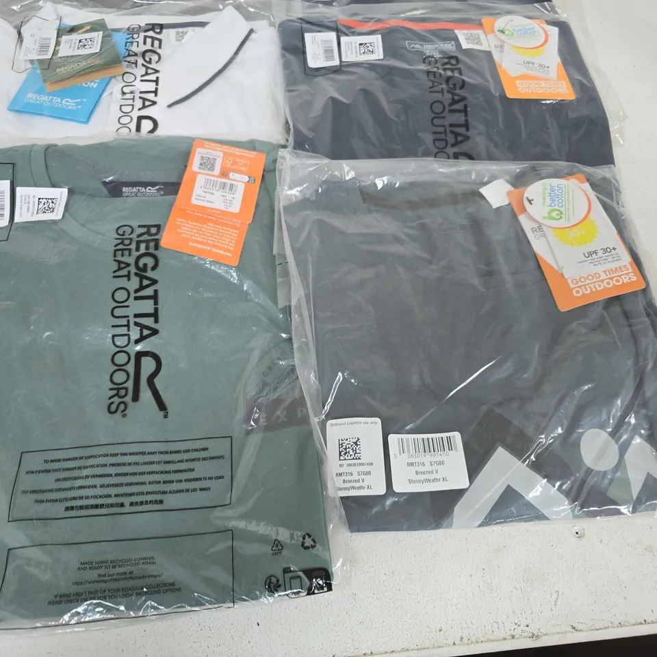 LOT OF 10 ASSORTED BRAND NEW REGATTA T-SHIRTS & IN VARIOUS STYLES, COLOURS AND SIZES