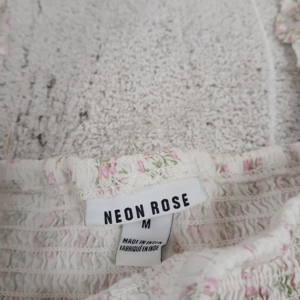 NEON ROSE FLORAL DRESS - PINK, SIZE M