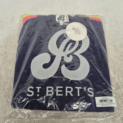 BAGGED ST BERTS SUKI RAINBOW V‑NECK SWEATER – DRESS BLUE, SIZE M