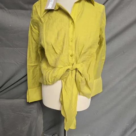 RIVER ISLAND LONG SLEEVED BRIGHT GREEN SHIRT UK 12
