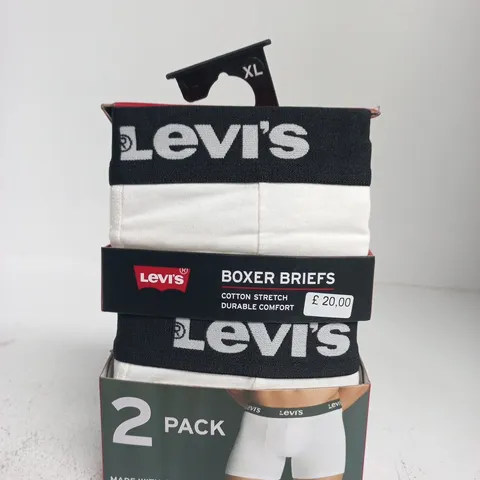 LEVI'S MEN'S BOXER BRIEFS – 2 PACK, WHITE - SIZE XL