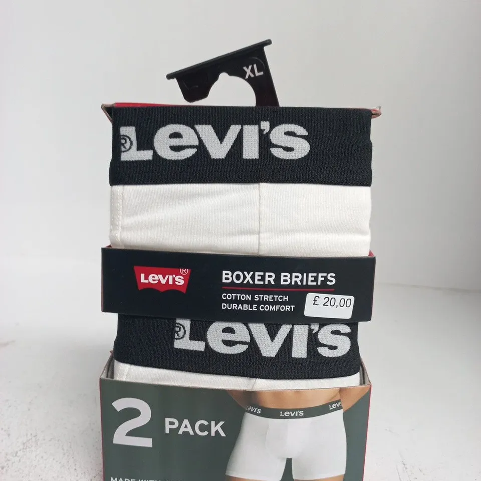 LEVI'S MEN'S BOXER BRIEFS – 2 PACK, WHITE - SIZE XL