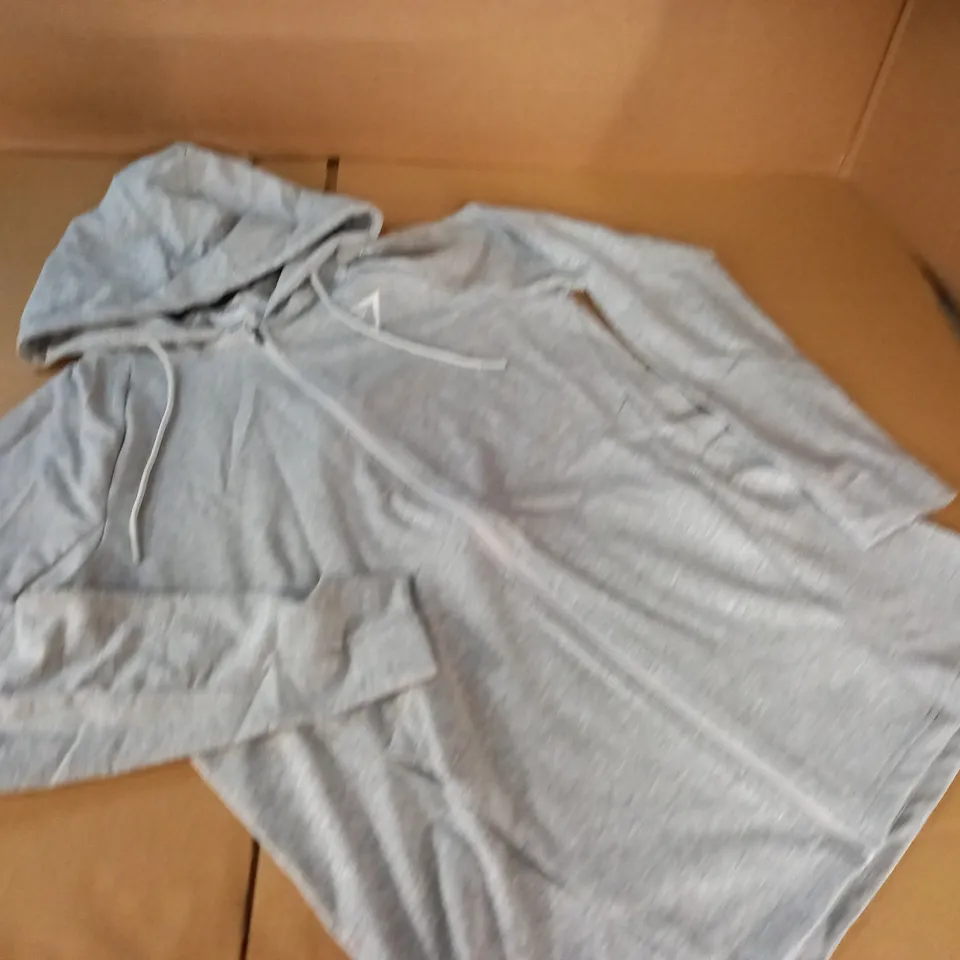 GYMSHARK GREY ZIP THROUGH HOODIE - L