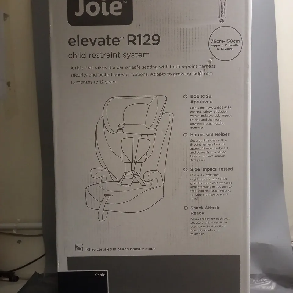 BOXED JOIE ELEVATE R129 CHILD RESTRAINT SYSTEM 