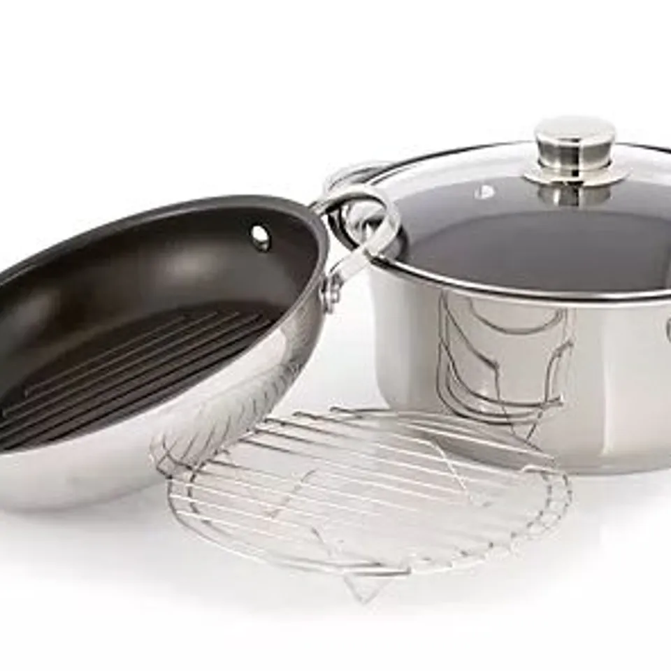 OUTLET COOK'S ESSENTIALS 3.8L MULTIFUNCTIONAL 24CM PAN SET STAINLESS STEEL
