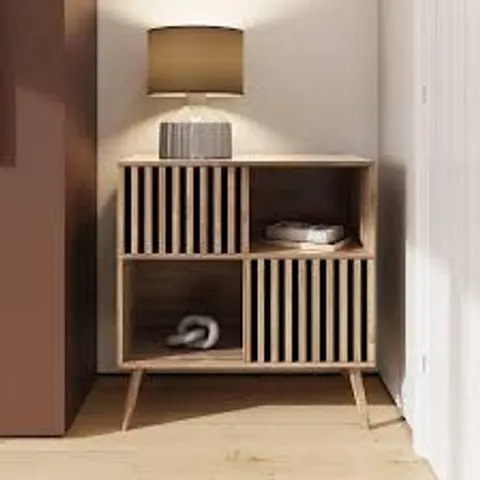 BOXED GFW ROWAN OAK LOUVERED COMPACT SIDEBOARD