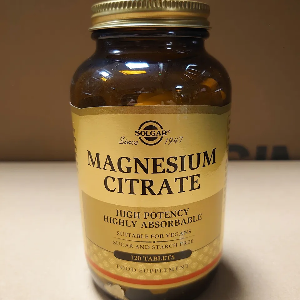 SOLGAR MAGNESIUM CITRATE 120 TABLET FOOD SUPPLEMENT 