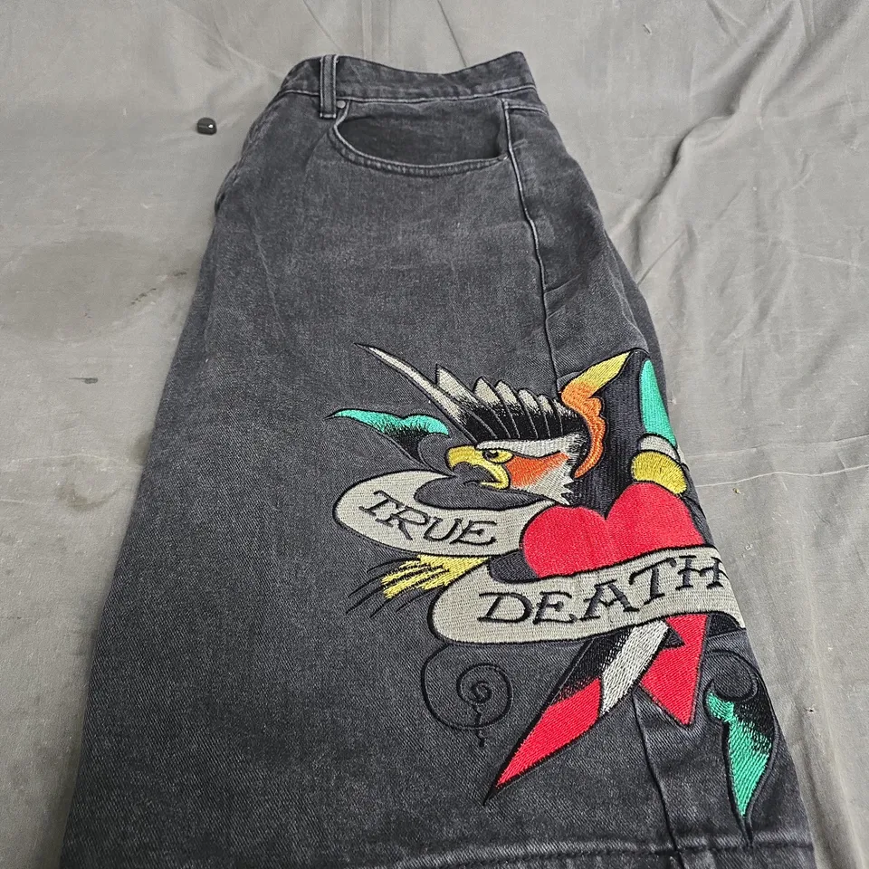 ED HARDY BLACK DENIM SHORTS - XL