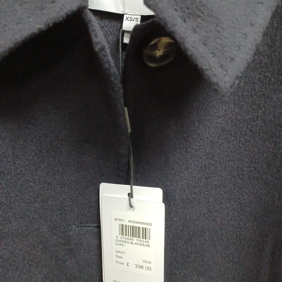 REISS CARMEN BLIND SEAM CAPE IN NAVY - XS/S