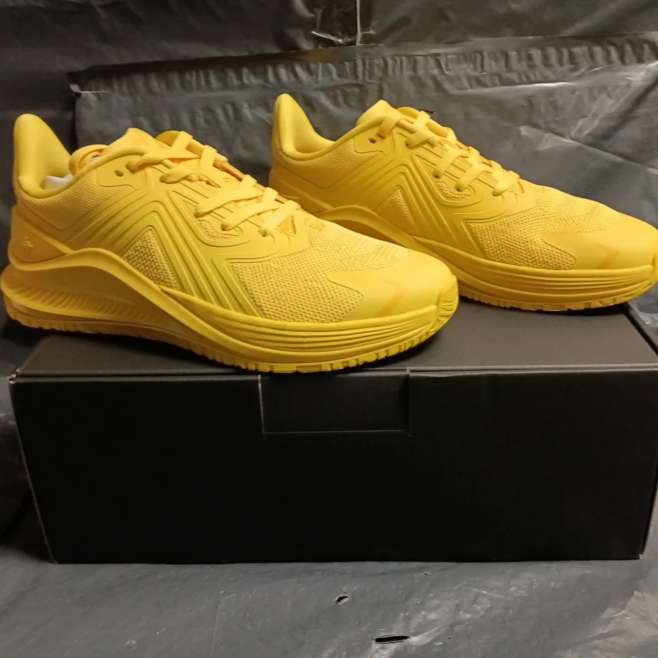 BOXED PAIR OF REPRESENT 247 ARC-2 TRAINERS IN YELLOW SIZE UK 8