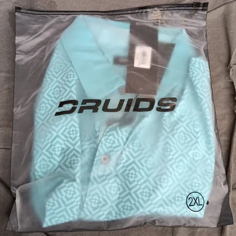 BAGGED DRUIDS ELEMENTS POLO SHIRT – TEAL, UK 2XL