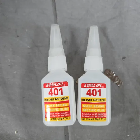 LOOLIFL 401 INSTANT ADHESIVE – QUICK-DRYING GLUE, 20G X 2 BOTTLES