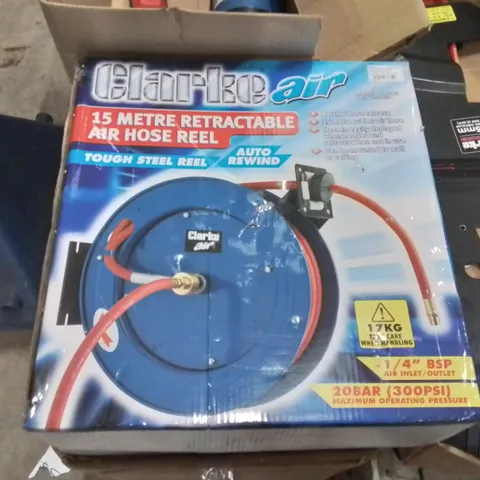 BOXED CLARKE 15 METRE RETRACTABLE AIR HOSE REEL