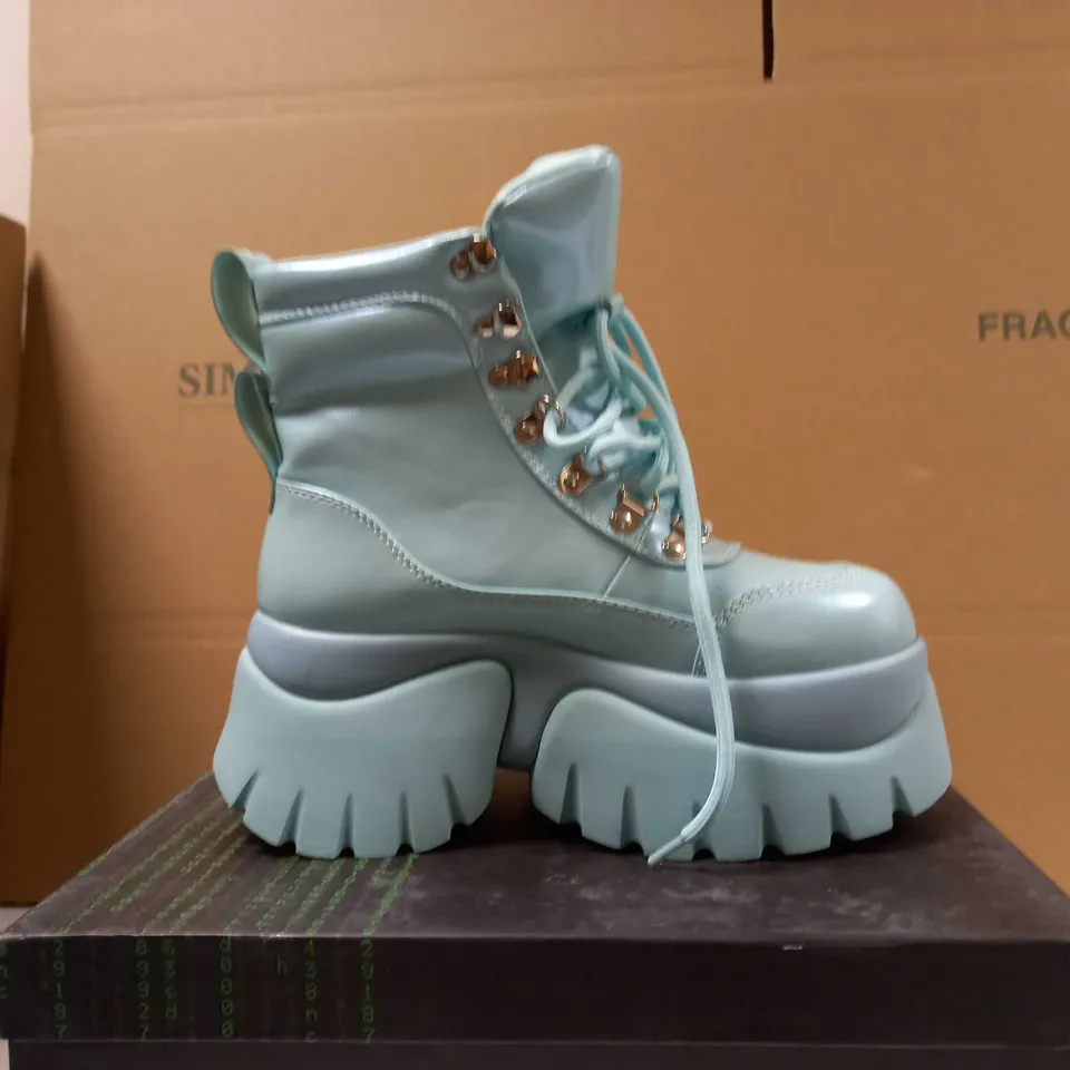 KOI GOOEY BABY BLUE PLATFORM BOOTS - SIZE 4