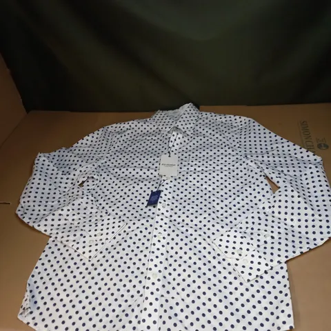 MENS BEN SHERMAN OFF WHITE POLKA DOT SHIRT SIZE L