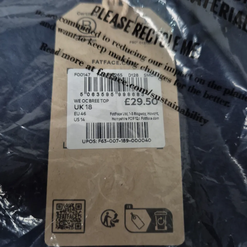 FATFACE WOMEN'S TOP - UK 18 (EU 46) - NAVY