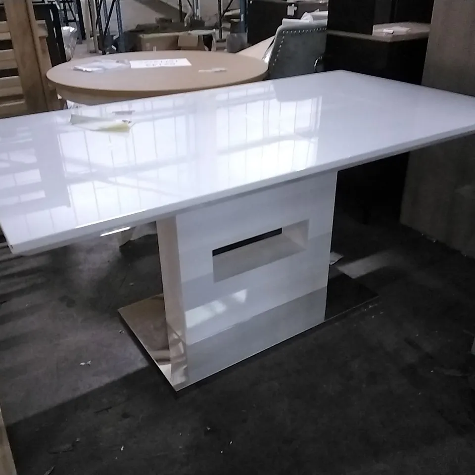 ALEZZO MODERN HIGH GLOSS EXTENDABLE DINING TABLE