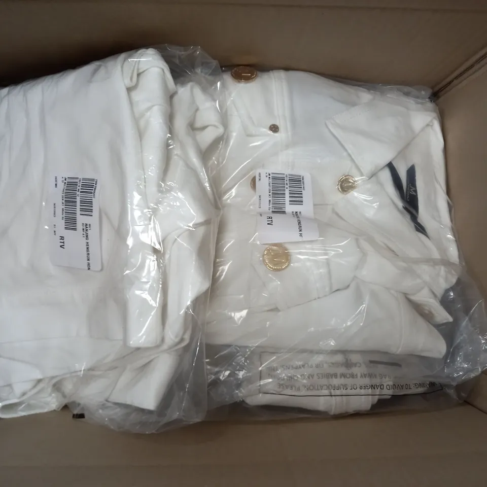 LOT OF 9 JULIEN MACDONALD MILITARY DENIM JACKETS WHITE ASSORTED SIZES