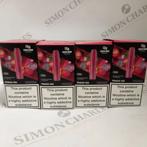 4 X BOXED (10 DISPOSABLES PER BOX) GEEK BAR DISPOSABLE VAPES - PEACH ICE