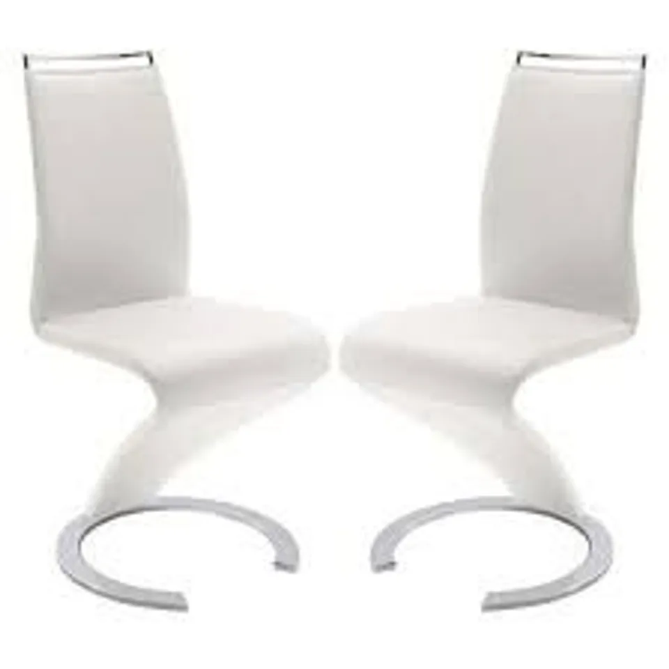 BOXED SET OF 2 SUMMER DINING CHAIRS IN WHITE - PU LEATHER (1 BOX)