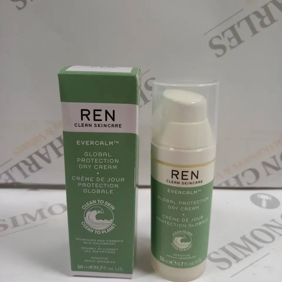 BOXED REN CLEAN SKINCARE EVERCALM GLOBAL PROTECTION DAY CREAM 50ML