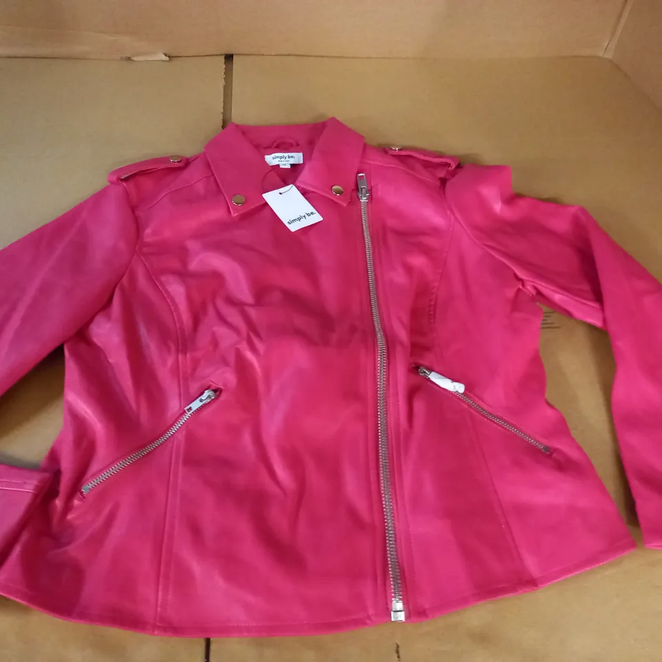 SIMPLY BE PINK BIKER STYLE PU JACKET - 18