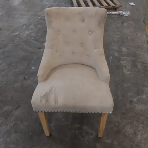 DESIGNER UPHOLSTERED BEIGE FABRIC DINING CHAIR